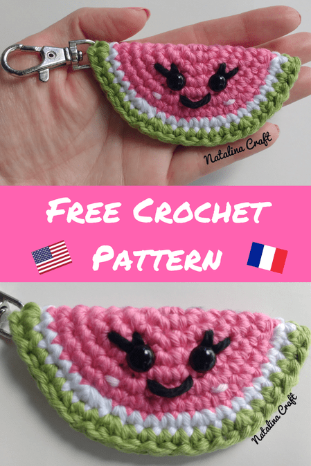 Crochet Keychain Watermelon: Free and quick pattern