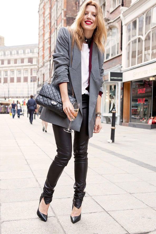 Womens Fashion Street Style Grey Mens Jacket And Leather Pants Womens Fashion Street Style Grey Mens Jacket And Leather Pants