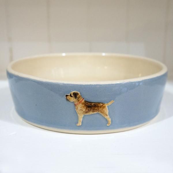 Jane Hogben Blue Border Terrier Dog Bowl Meg Morton Dog Bowls