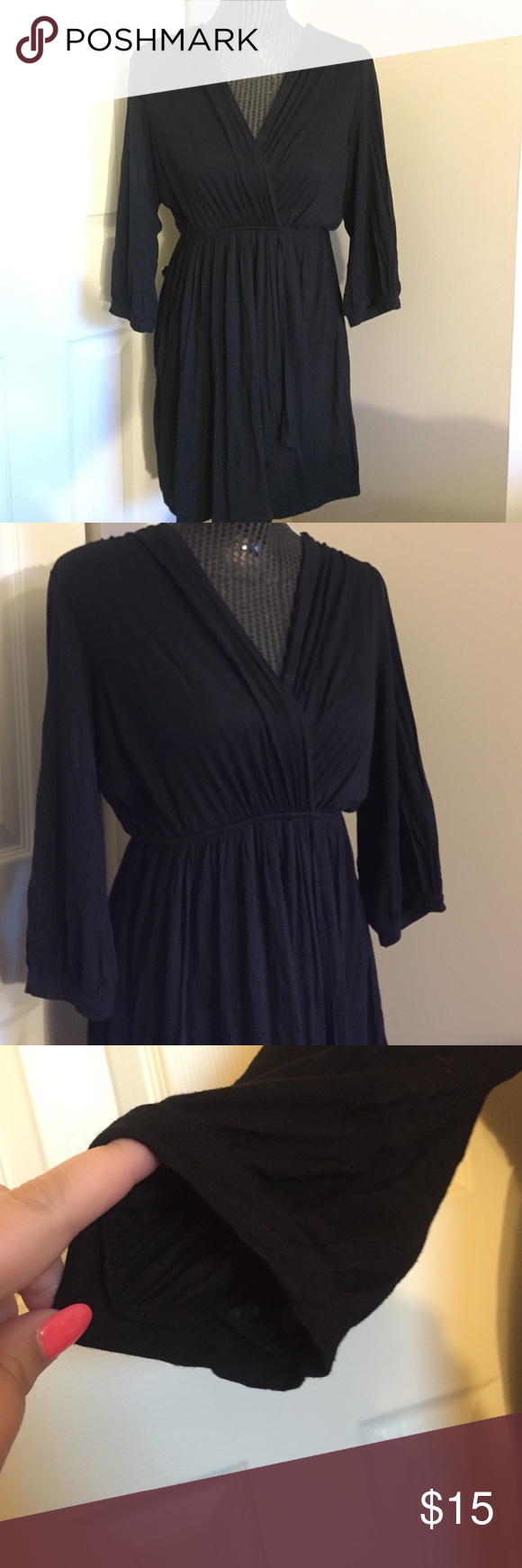 black dress with quarter length sleeves