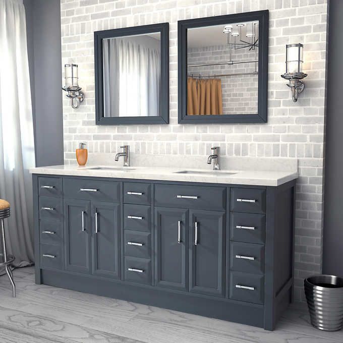 Studio Bathe Calais 75 In Pepper Grey Vanity With Mirrors Bath