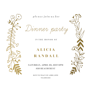 side by side gold dinner party invitation template invitation sample menu card for dinner party