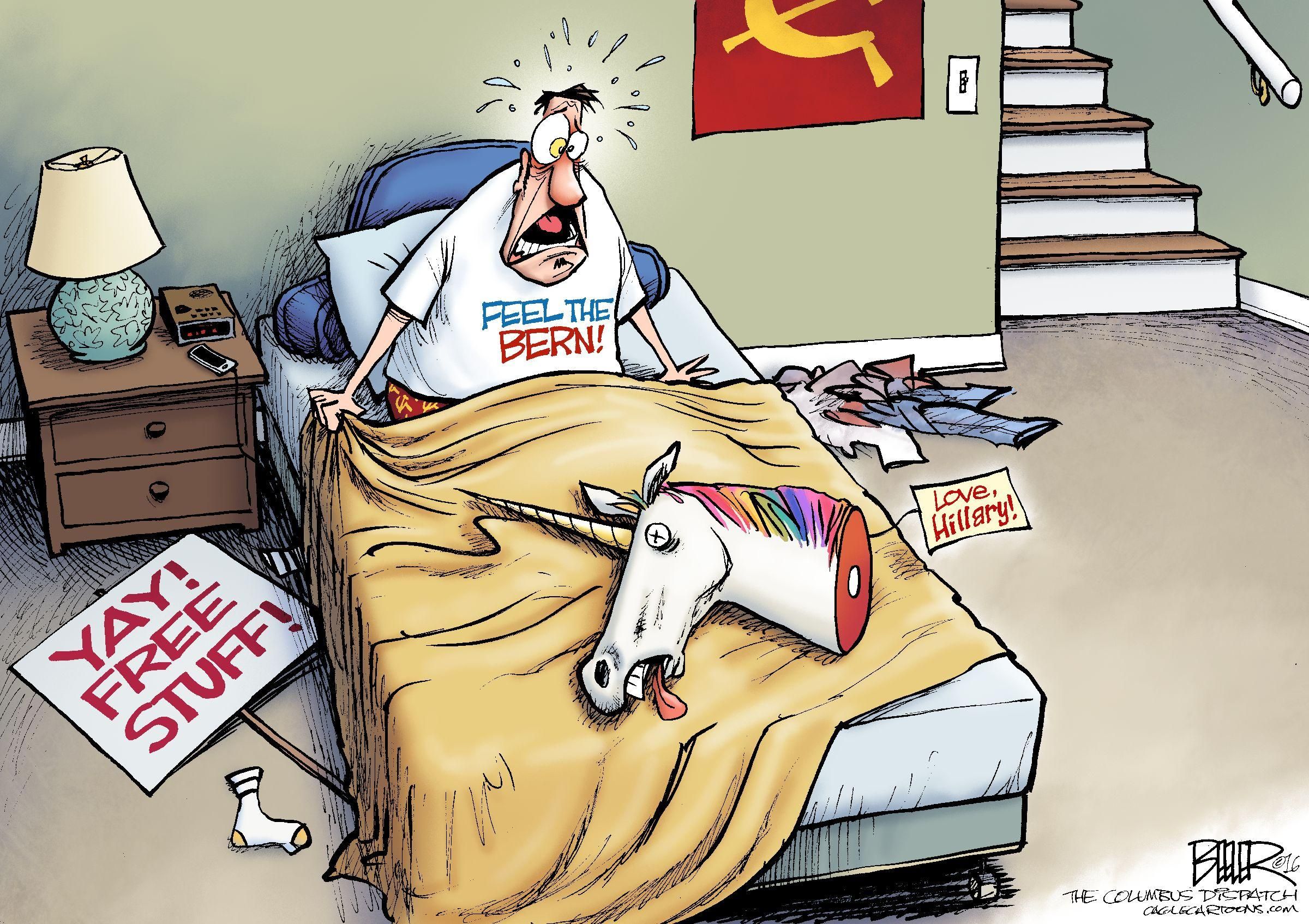 Nate Beeler Cartoon On Bernie Sanders Supporters Feeling The Bern Nate Beeler Cartoon On Bernie Sanders Supporters Feeling The Bern
