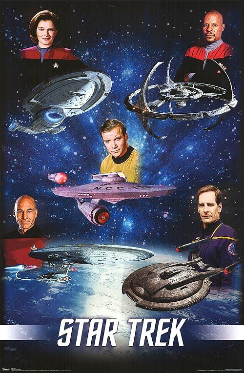 The Captains Top Left Janeway Top Right Sisco Middle Kirk Bottom Left Picard Bottom Right Archer Star Trek Poster Star Trek Captains Star Trek Posters
