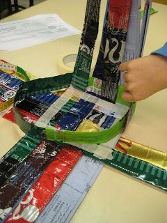 HAAGAKÄSSÄÄ: KAHVIPUSSEISTA PUNOTTUJA KOREJA (6.LK) Candy Wrappers, Paper Crafts Diy Kids, Hoarding, Diy For Kids, Diy Fashion, Repurposed, Coffee Bags, Baskets, Sewing