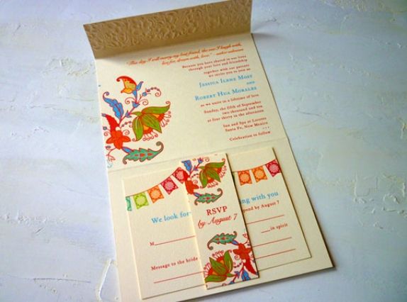 postcard wedding invitations mexico mexican bunting wedding