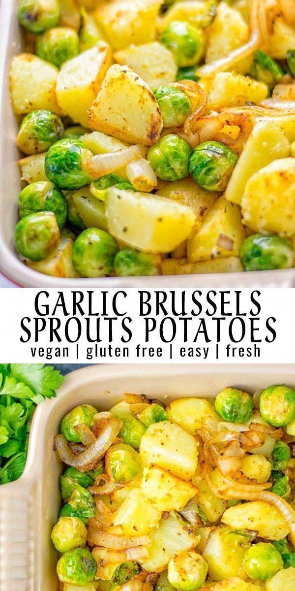 Garlic Brussels Sprouts Potatoes - Contentedness Cooking