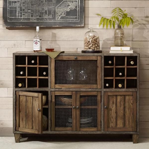 Rustic Liquor Storage Wine Rack Wood Buffet Cabinet With Rustic Liquor Storage Wine Rack Wood Buffet Cabinet With Distressed Finish