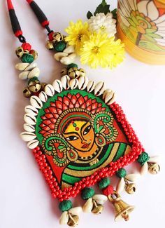Handmade Clay Jewelry, Handmade Jewelry Designs, Jewelry Crafts, Jewelry Art, Boho Jewelry, Jewelry Pieces, Fashion Jewelry, Hand Painted Necklace, Hand Painted Jewelry