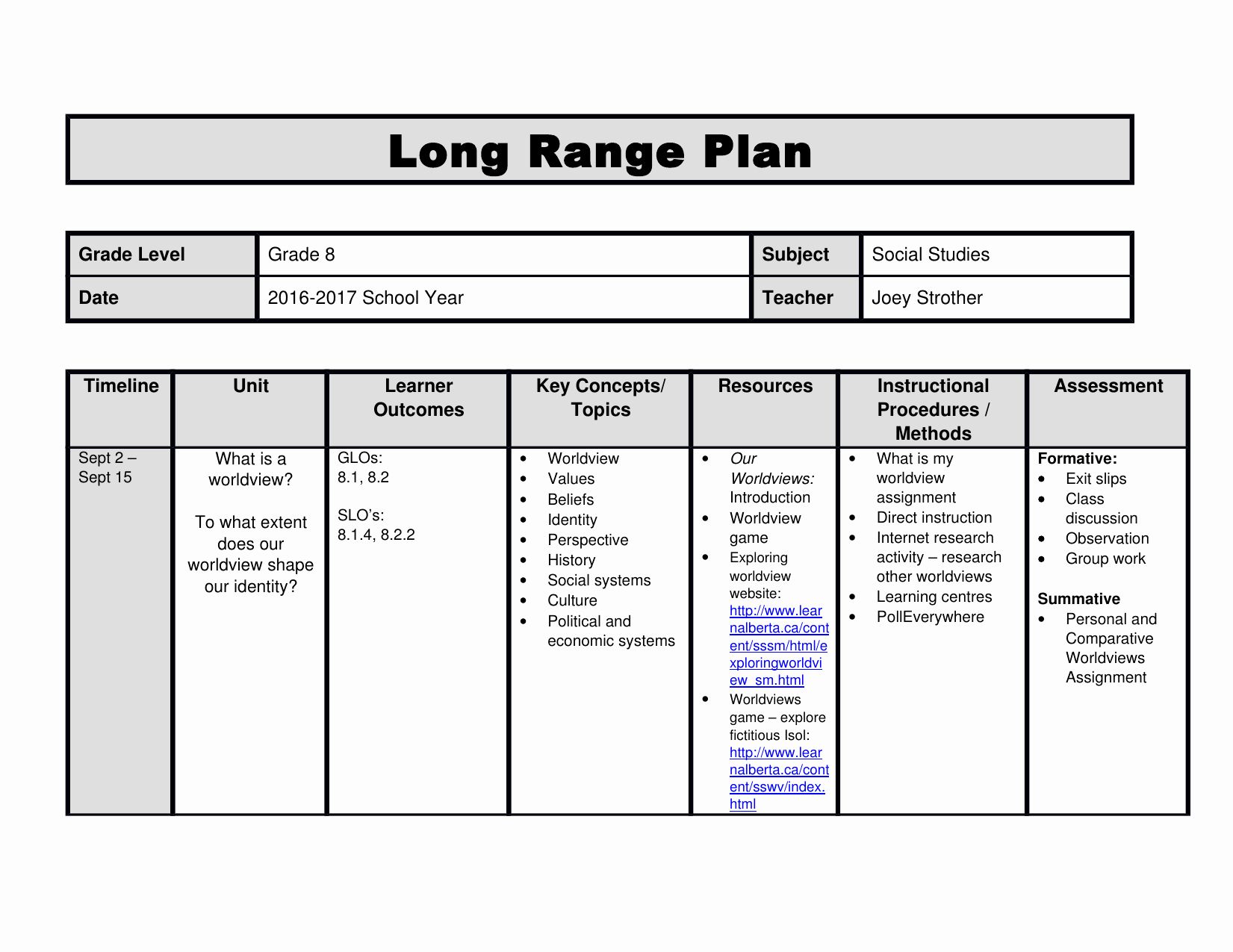 30 Long Term Plan Template in 2020 Lesson plan templates