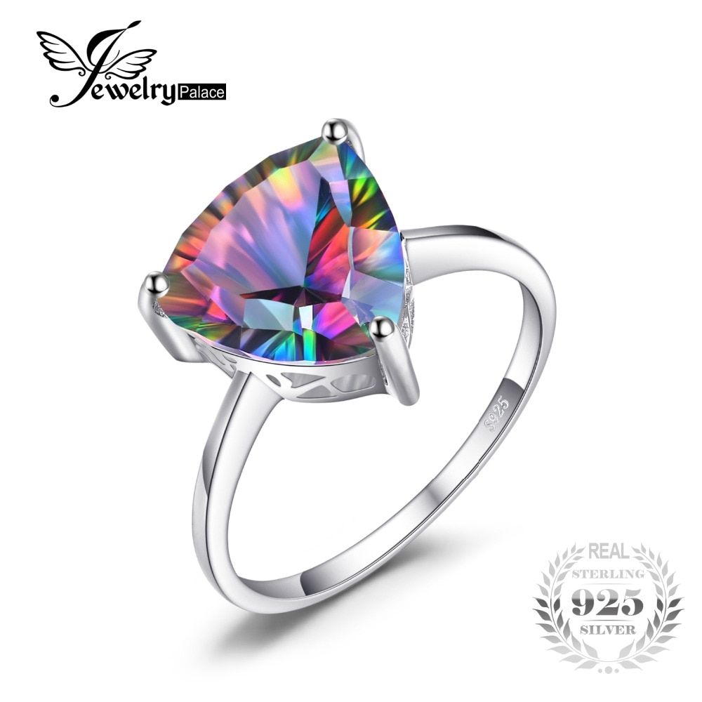 Mystic Topaz Ring Genuine Rainbow Fire Sterling Silver Rings For Women Accessory