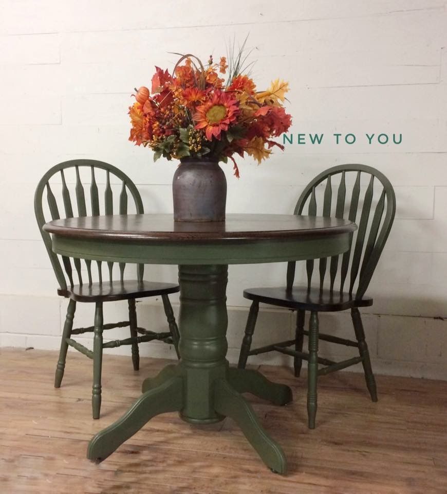 Painted Olive green dining set! | Painted dining chairs ...