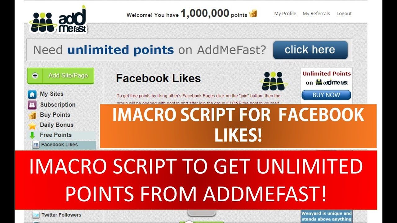 Addmefast Facebook Like Imacros Script 100 Working Addmefast Free P Facebook Likes Script Youtube Subscribers