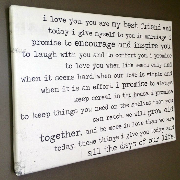 Love The Idea Of Using Vows As Art Dream Wedding Pinterest Cute Wedding Vows Cotton Anniversary Also Canvas By Geezees