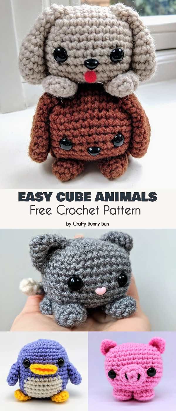 Easy Cube Animals Free Crochet Pattern #crochetpatterns