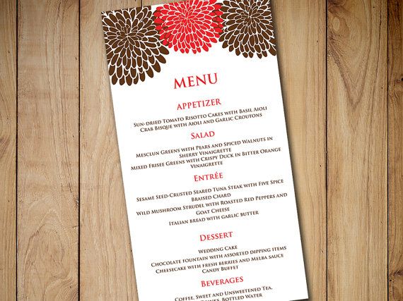 chrysanthemum wedding menu card template wedding reception menu