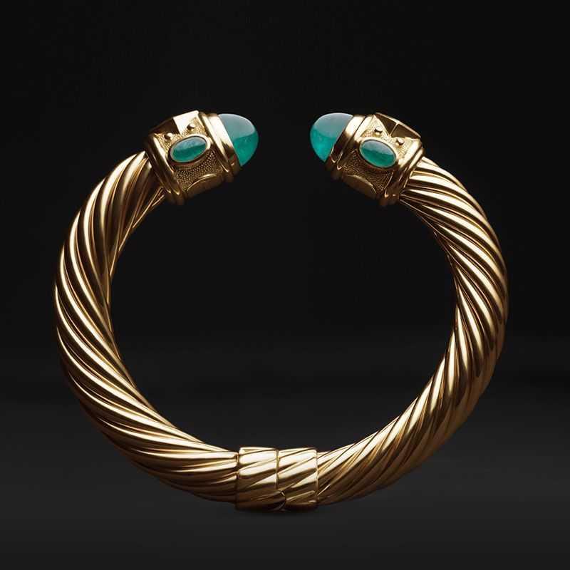 David Yurman Limited Edition Renaissance Bracelet In 18k Gold With David Yurman Limited Edition Renaissance Bracelet In 18k Gold With Emeralds