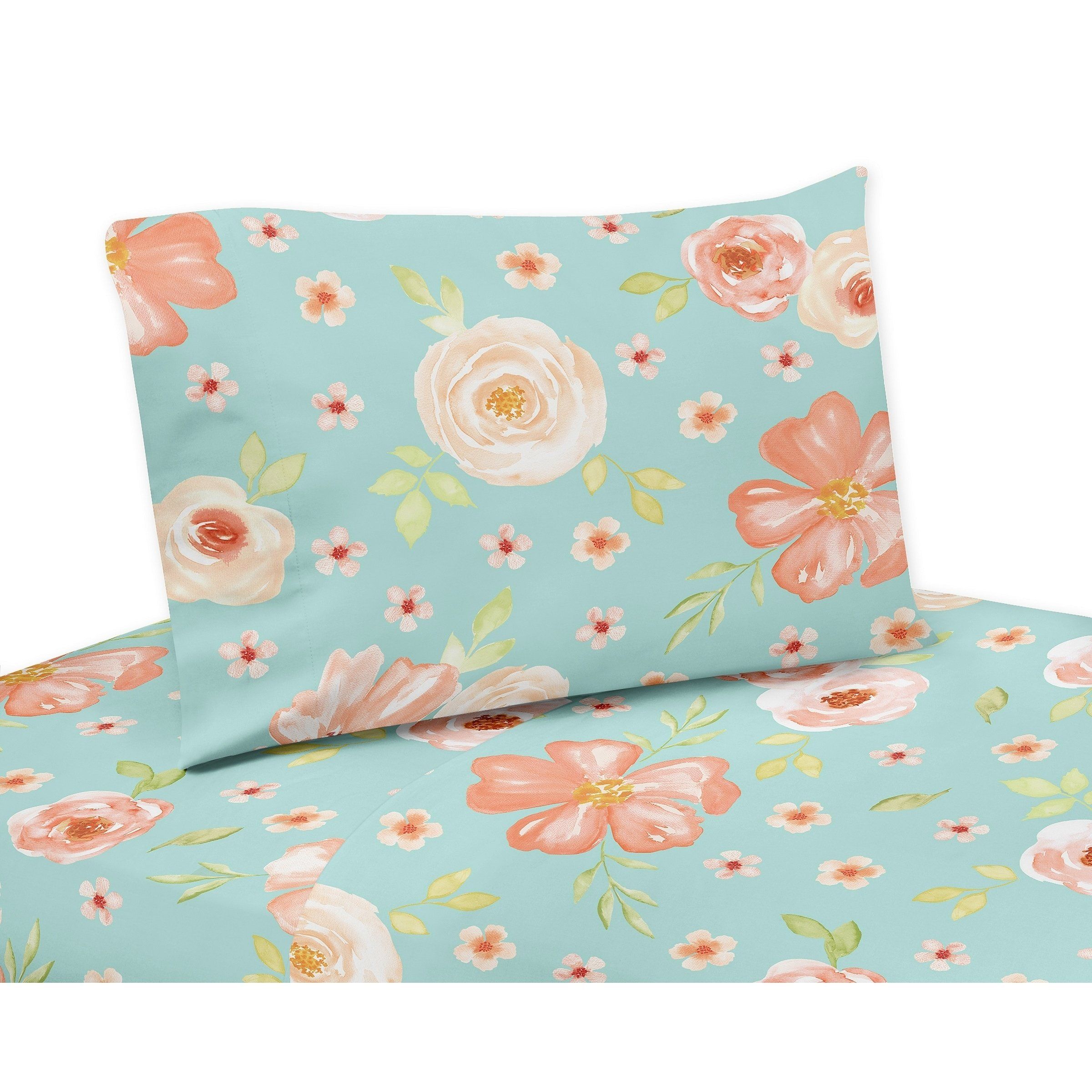 Sweet Jojo Designs Turquoise And Peach Watercolor Fl - Turquoise And Peach Bedding Sweet Jojo Designs Turquoise And Peach Watercolor Fl - Turquoise And Peach Bedding