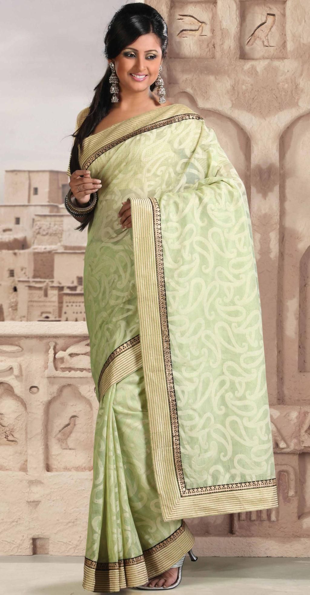 $66.36 Green Banarasi Silk Saree 21153 With Unstitched Blouse Saree Dress, Sari, Printed Sarees, Blouse Online, Silk Printing, Silk Sarees, India, Couture, Bride