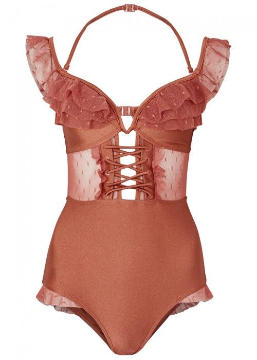 ZIMMERMANN CORSAIR CORSET RUFFLE TRIMMED SWIMSUIT ZIMMERMANN CORSAIR CORSET RUFFLE TRIMMED SWIMSUIT