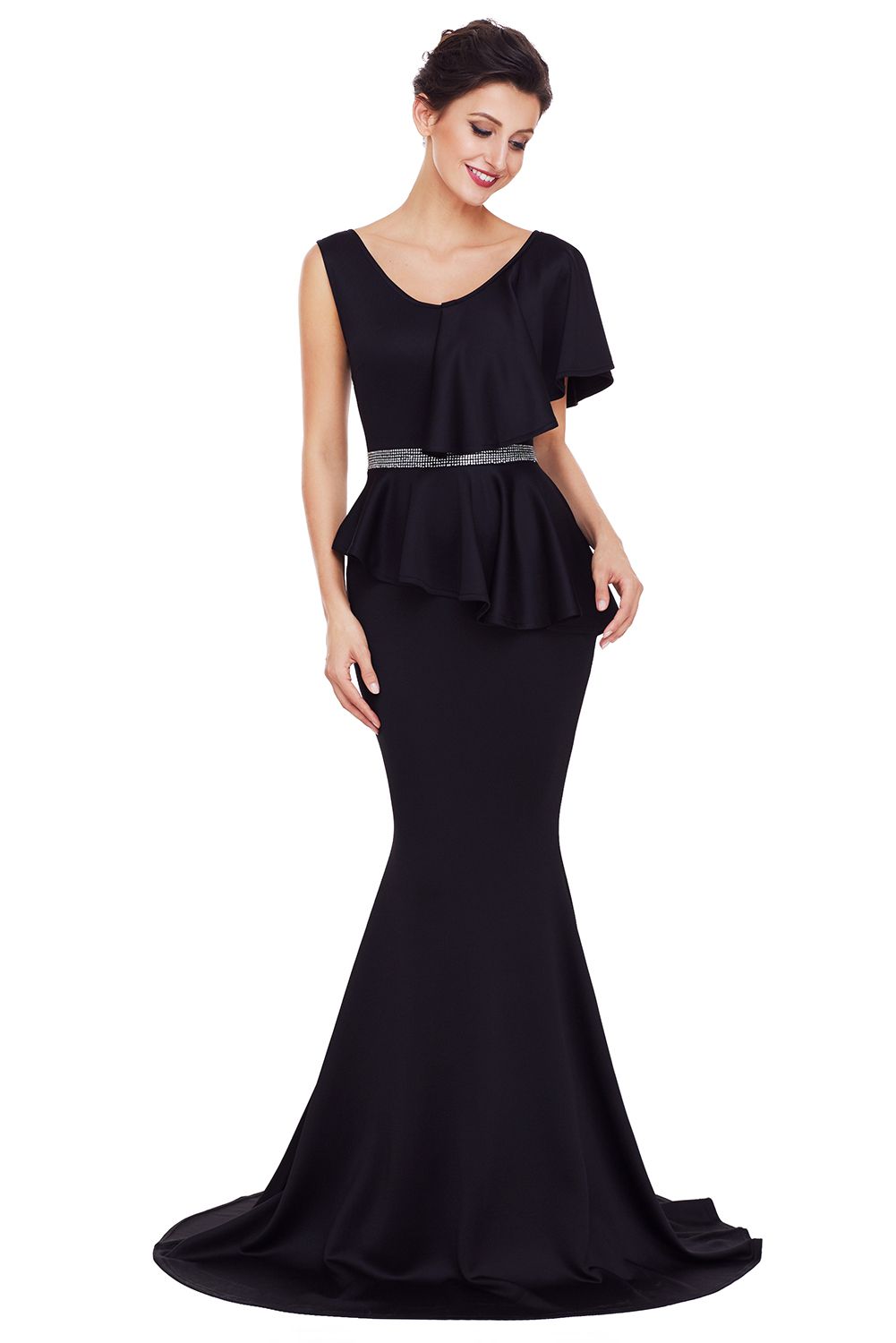 peplum mermaid gown