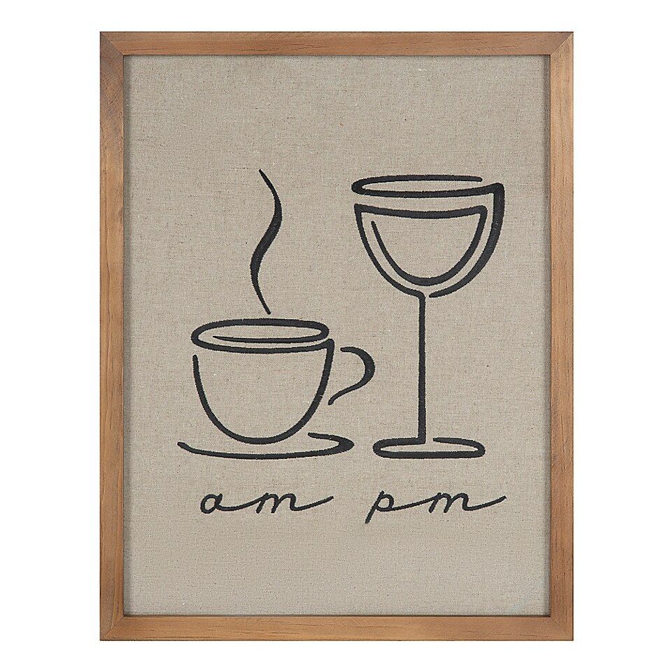 Uniek Am Coffee Pm Wine Embroidered Framed Wall Art Bed Bath Beyond In 2020 Wine Wall Art Kitchen Decor Wall Art Kitchen Wall Art Diy