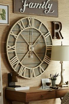 Oversize Gray Rustic Wall Clock Clocks Pinterest Decor Home Why Not Show Off Your Fabulous Taste Around The Clock Hang This Rustic Hand Painted Wood And Wrought Iron Timepiece From Pier 1 Let It Keep Pace Just