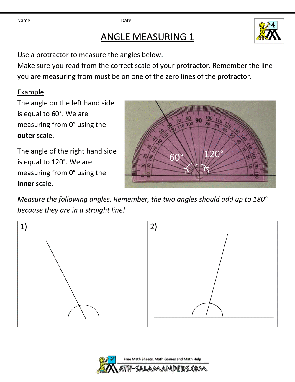 worksheet Protractor Worksheets free printable geometry worksheets angle measuring 1 gif there are a range of to help children learn classify angles and measure using protractor