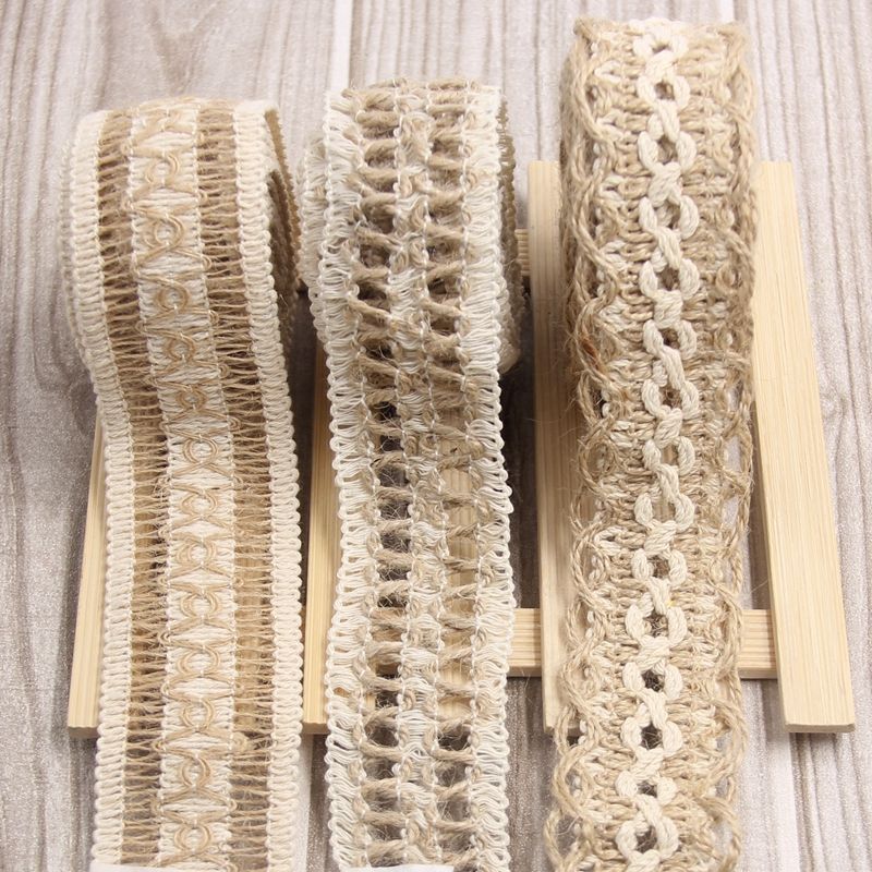 1 Rouleau De Jute Toile De Jute Dentelle Ruban Rustique Edge Craft Mariage Fête Décoration