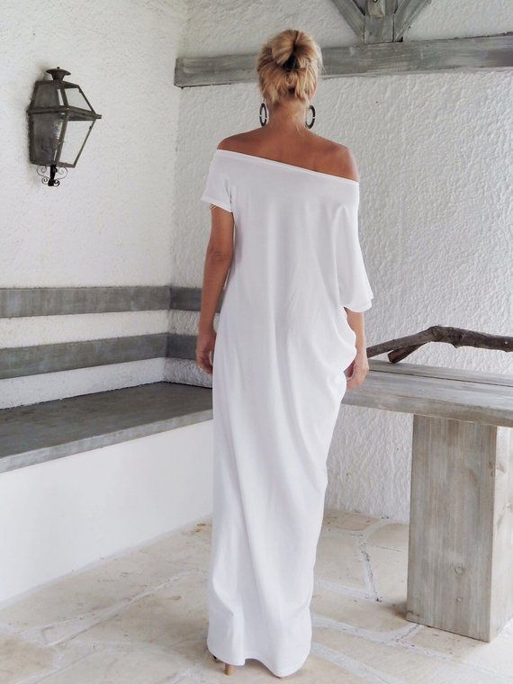 Maxi robe blanche / White caftan / Kaftan / grande taille / | Etsy ...