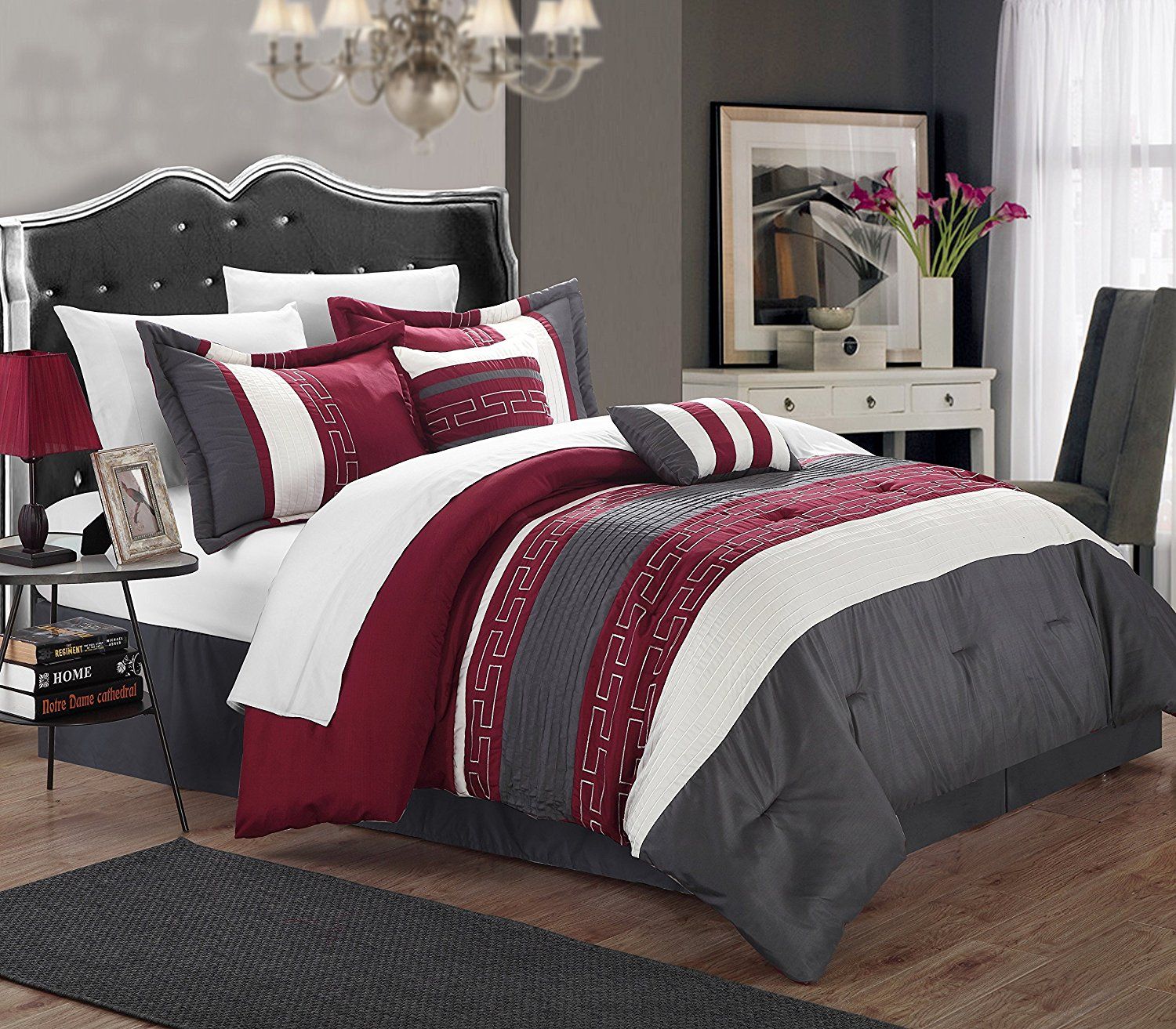 Chic Home Carlton 6 Piece forter Set Queen Size Burgundy