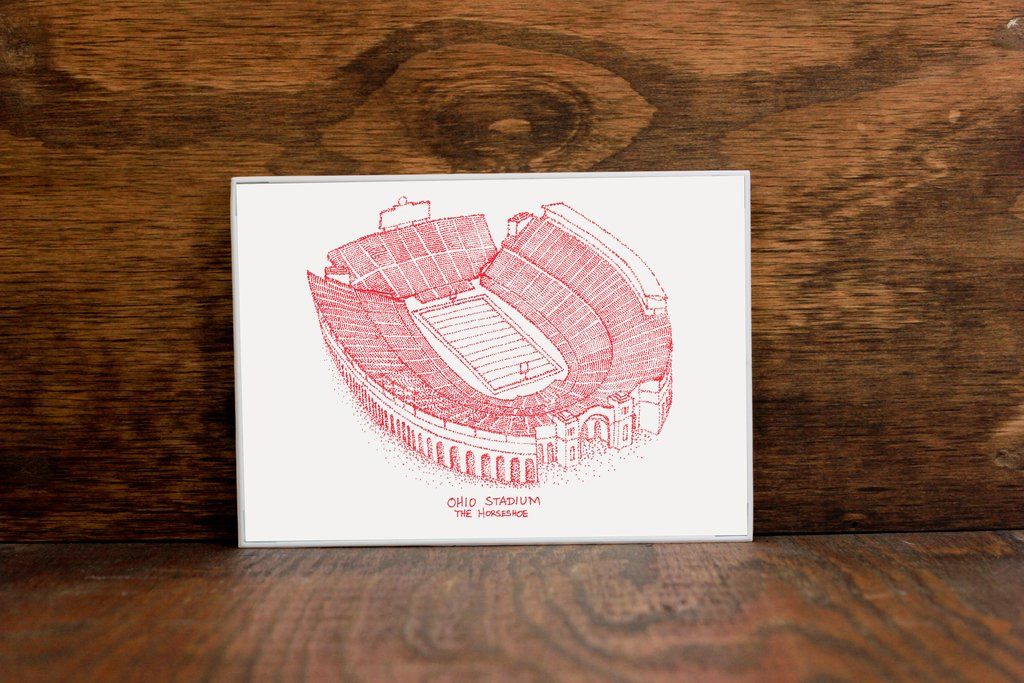 Ohio Stadium, Home of the Ohio State Buckeyes, Stipple Art Print #ohiostatebuckeyes