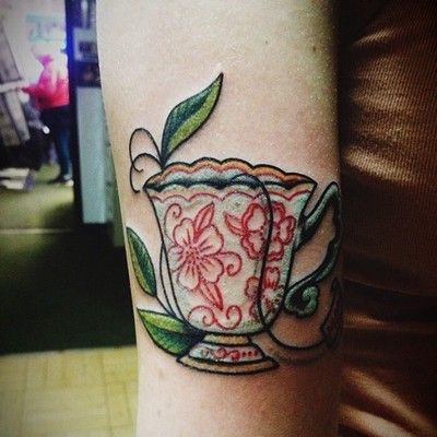Fantastic Coffee Cup Tattoo On leg For Girl | Cup tattoo Fantastic Coffee Cup Tattoo On leg For Girl | Cup tattoo