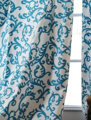 Loving Turquoise Teal Curtains Printed Cotton Curtain Homemade