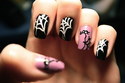Black Cute Dark Fashion Nails Spider Nail Pink Spiderweb 2017 Spider Holiday Nail Art Easy For