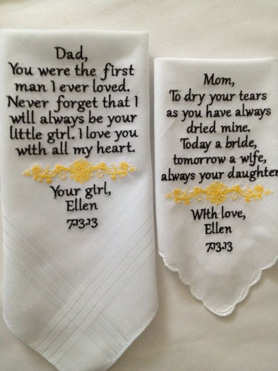Set Of Two Personalized Wedding Hankie S Mother Father The Set Of Two Personalized Wedding Hankie S Mother By Aprettysch