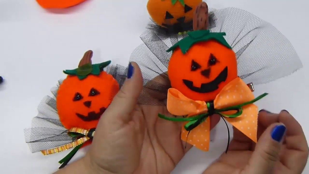 Calabaza De Fieltro En Clip Manualidades Halloween Manualidades Halloween