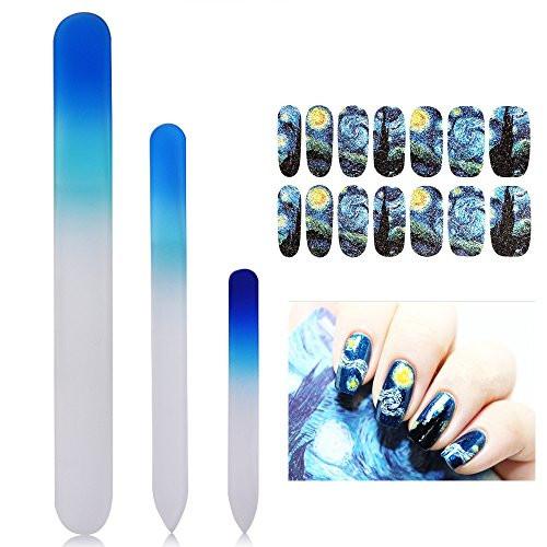 New8beauty Crystal Gl Nail Files Manicure Pedicure Set 3 Pack New8beauty Crystal Gl Nail Files Manicure Pedicure Set 3 Pack With Free Van Gogh Starry Nights Decoration Stickers