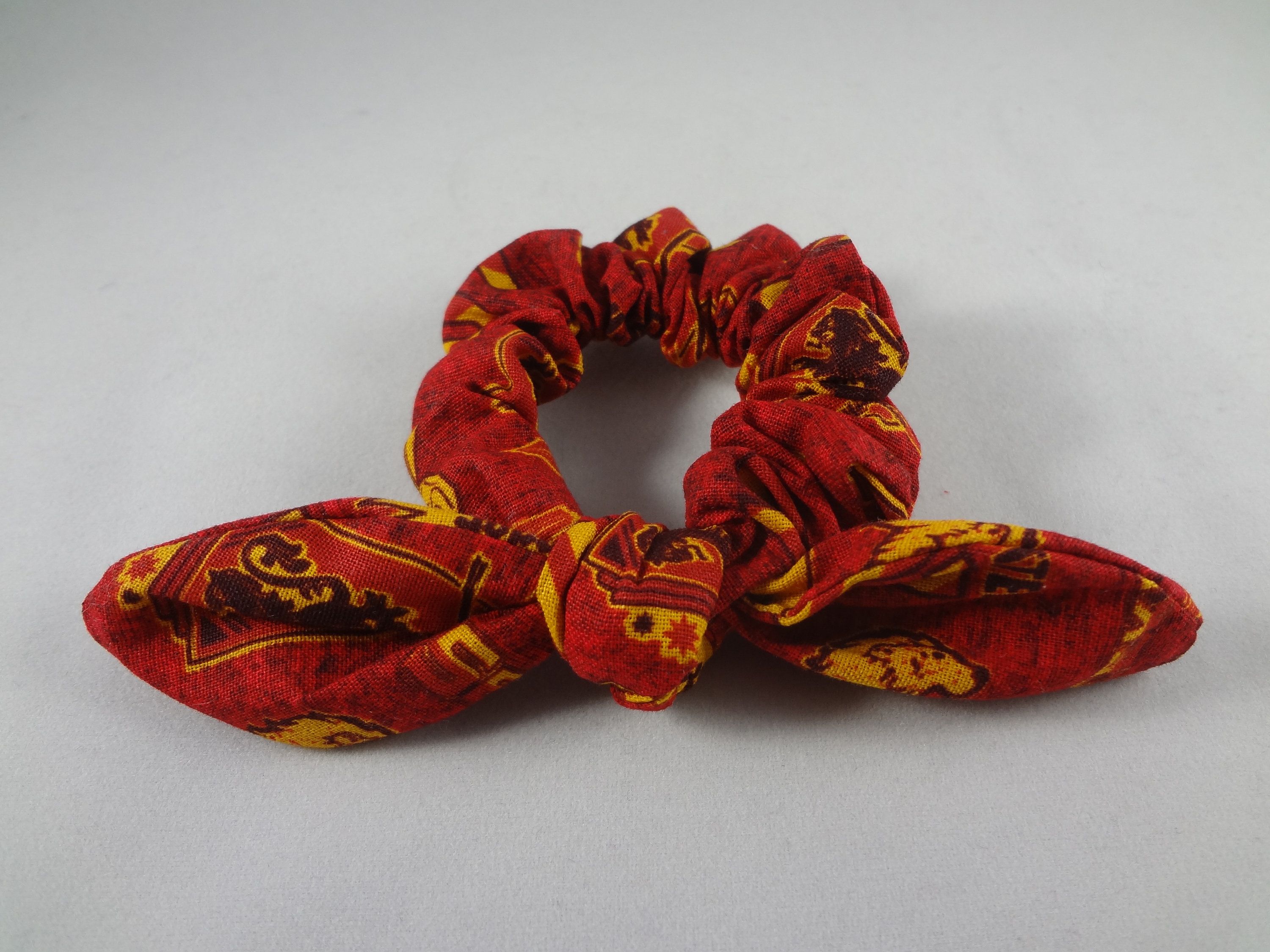 Red and Gold Argyle - standard size Hair Scrunchie Inspired by Harry Potter Gryffindor House
