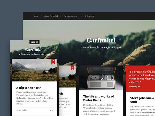 Garfunkel: A Free Masonry Wordpress Theme for Bloggers