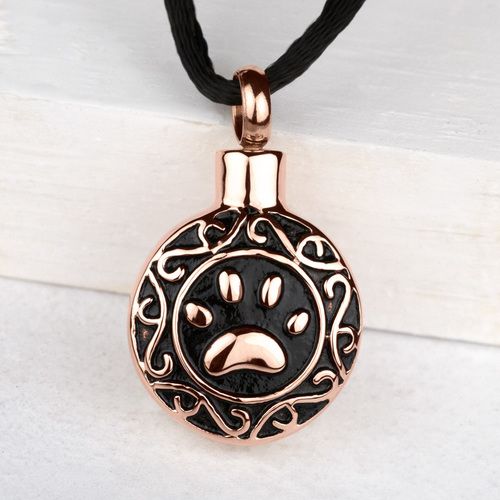 Eternity Paw Rose Gold Cremation Jewelry - Engravable Pet Cremation, Cremation Jewelry, Dog Jewelry, Photo Jewelry, Cremated Remains, Urn Pendant, Hair Locks, Dog Bone, Memorial Jewelry
