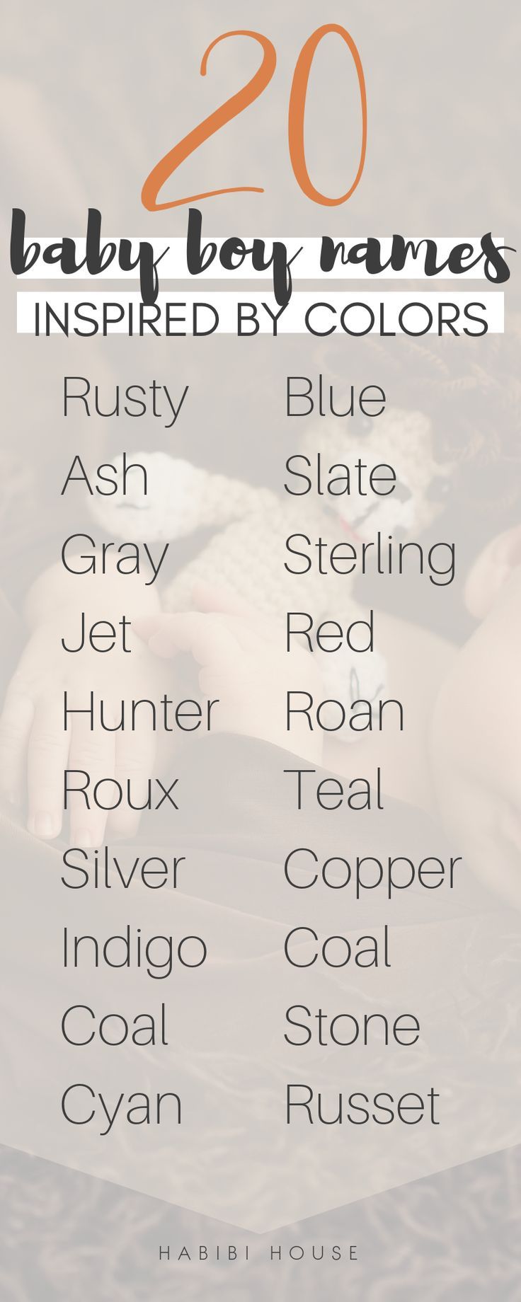 20 Rare Baby Boy Names Inspired By Colors! Popular baby names, Color