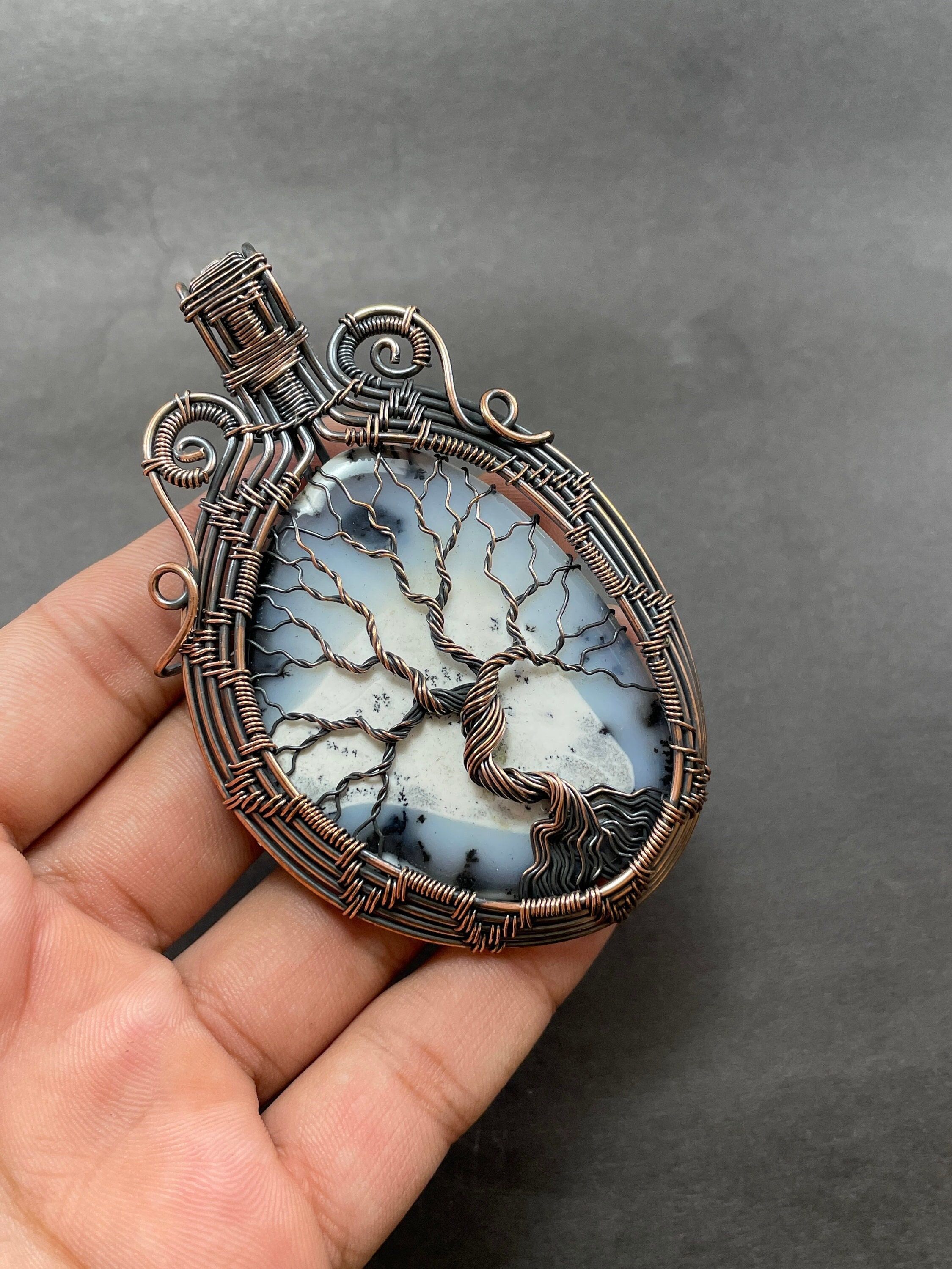 Dendritic Opal Handmade wire wrap pendant
