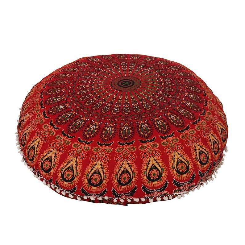 Hippie Indian Mandala Round Floor Pillow Pouf Meditation Cushion Cover Decor Art