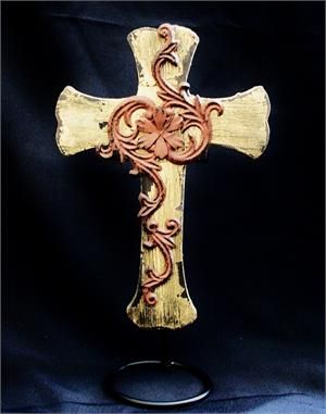 this wooden vintage cross has a truly reminiscent feel with metal s