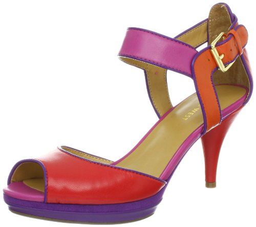 Nine West Women S Shufflin Platform Pump Red Multi Leather 8 5 M Us