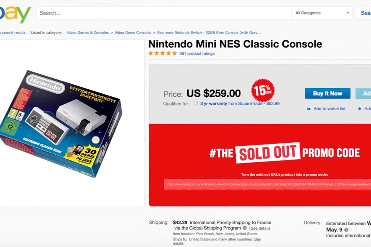 Ebay S Social Campaign Gives Customers A Discount On Rivals Sold Out Products Mini Nes Social Campaign Creativity Online [ 800 x 1200 Pixel ]