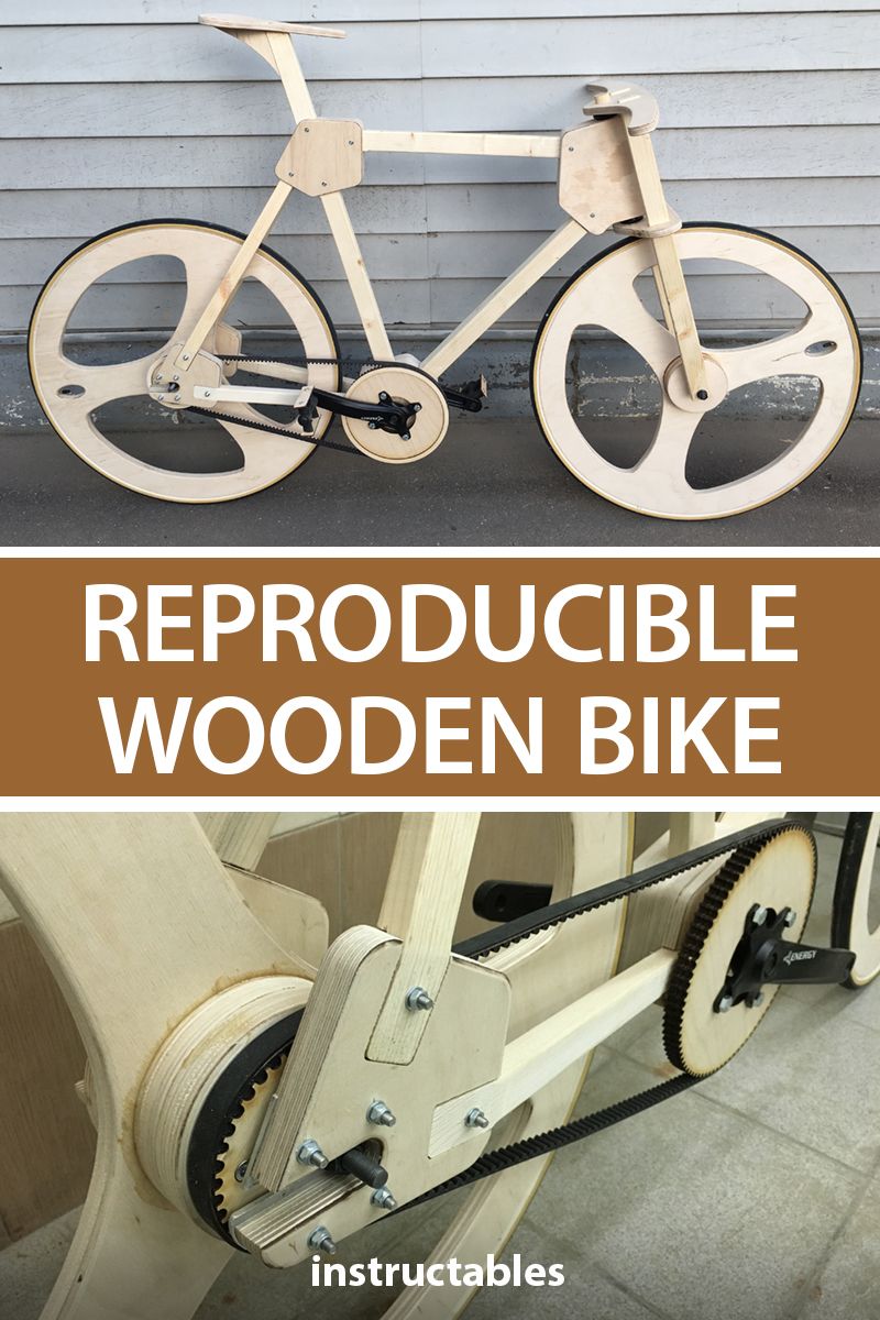 This reproducible, open source wooden bike was inspired by the idea that you could download and assemble it like an IKEA chair. #Instructables #woodshop #workshop #woodworking #CNC #outdoors #woodcraft Cnc Router Projects, Diy Cnc Router, Wooden Bicycle, Wood Bike, Woodworking Jigs, Woodworking Projects, Velo Tricycle, Biking Diy, Ikea Chair