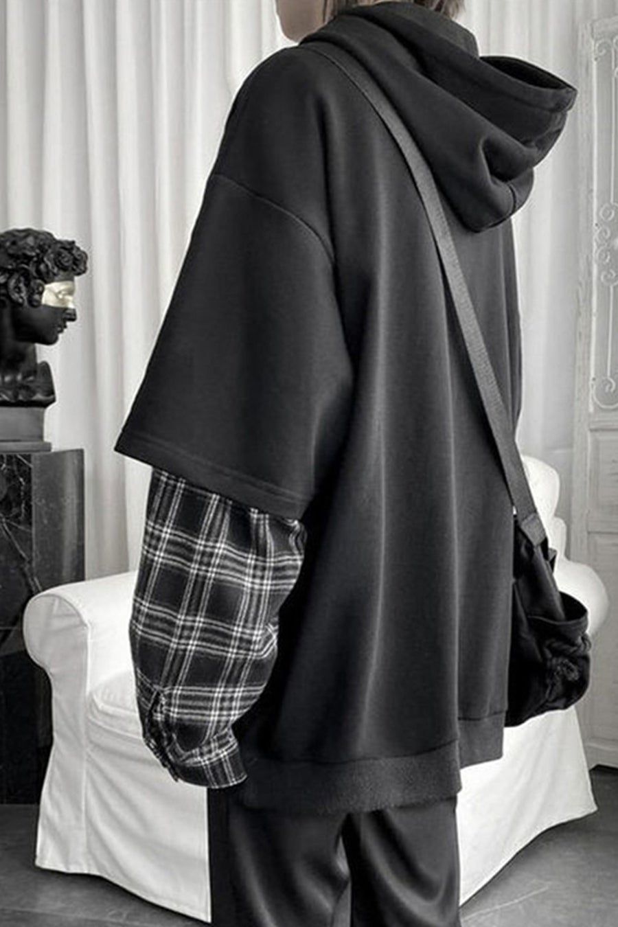 Loose Hip Hop Plaid Sleeve Hoodie – Tomscloth Tomboy Style Outfits, Swaggy Outfits, Tomboy Fashion, Edgy Outfits, Retro Outfits, Cute Casual Outfits, Fashion Outfits, Plaid Outfits, Hip Hop Outfits