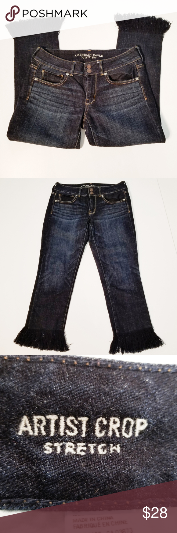 American Eagle Artist Crop Stretch Fringe Size 6